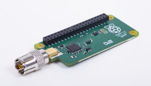 A photograph of a raspberry pi 2 with a TV HAT October 2018