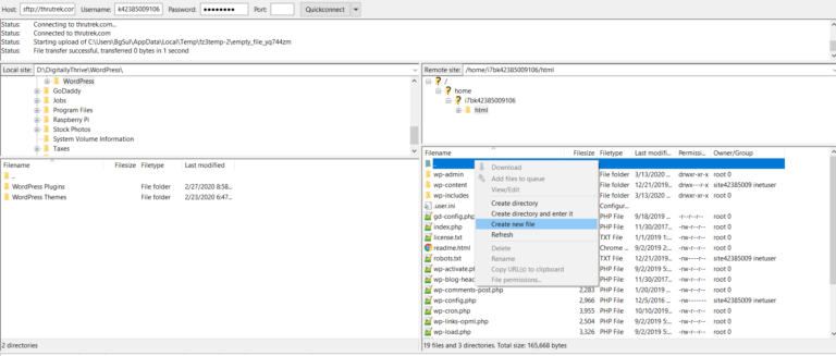 To change php settings in Managed WordPress, create a .user.ini file. Create the file using FileZilla, by right clicking on the folder with 2 dots, the first folder. Your options now are to create new file, or folder. Create new file, and name it .user.ini