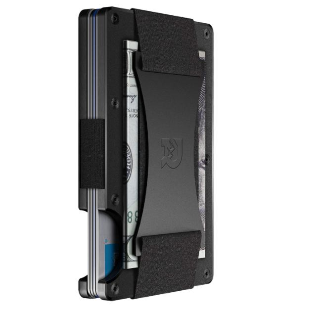 The perfect Fathers Day Gift, Ridge Wallet - Minimalist Metal RFID Blocking Wallet with Cash Strap
