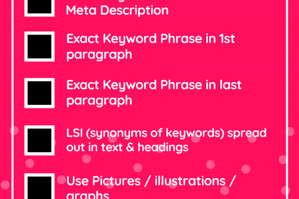 A short, easy to remember SEO Checklist for Web Designers and Blog Writers