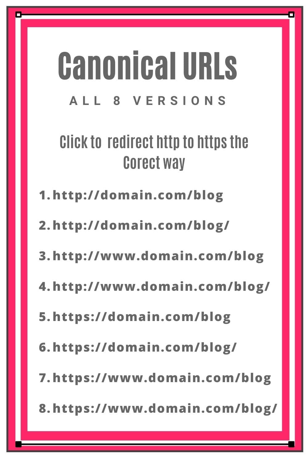 There are 8 different versions of your websites URLs, so make sure you redirect to HTTPS the right way!